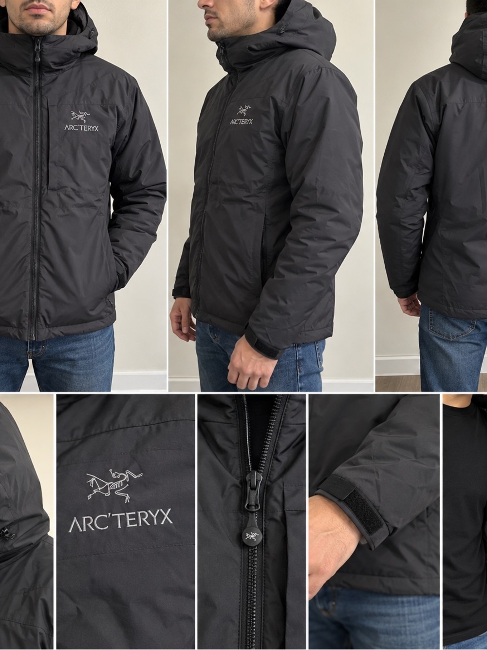 Men’s Arc’teryx Windstopper Hooded Jacket – Black size L